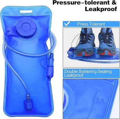 1.5/2/2.5/3L Hydration Bladder, 2pcs Water Bladder, Leakproof Water Reservoir for Hiking Biking Climbing Cycling Running Camping Backpack, Blue and Army Green