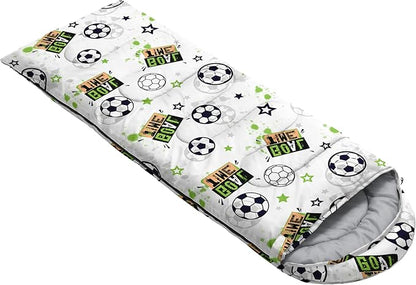 BSNTHO Soccer Boys Camping Sleeping Bags,3 Season Warm & Cool Weather,Lightweight,Waterproof Sleeping Bags for Adults & Kids,Traveling,and Outdoors,Camping Gear Equipment,31x90inch