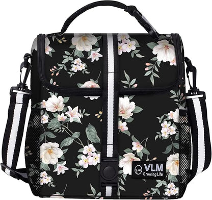 VLM Lunch Box for Women, Insulated Lunch Bag Women with Adjustable Shoulder Strap, Cute Lunch Tote Bag for Work,Picnic,Camping
