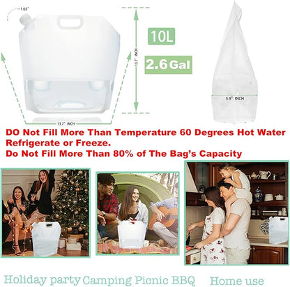 20.8Gallon(80Litres) Water Storage Containers, Foldable Water Bag, BPA-Free, 8PCS-2.6Gallon/10L，Premium Collapsible Water Jug, and Water Containers, for Camping, Hiking, Emergency Water Storage