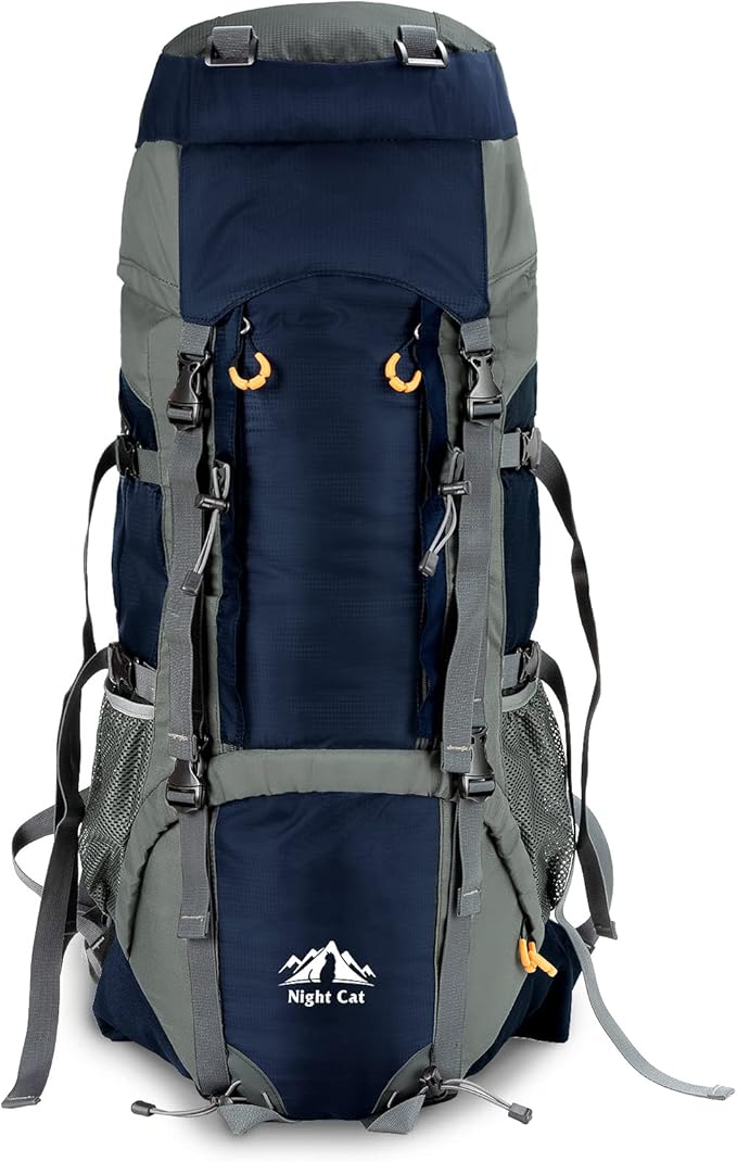 Night Cat Camping Backpacks 90L with Internal Frame Hiking Backpack for Men Women Waterproof Lightweight Breathable Outdoor Mountaineering Traveling