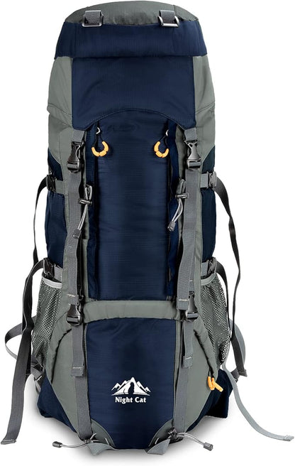 Night Cat Camping Backpacks 90L with Internal Frame Hiking Backpack for Men Women Waterproof Lightweight Breathable Outdoor Mountaineering Traveling