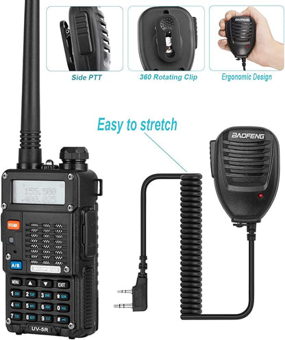 Ham Radio, BAOFENG 8W Dual Band Two Way Radio Long Range, Handheld UV5R Radio, Professional 2 Way Radios with Rechargeable Battery, Charger, Earpieces, Mic and Programming Cable (2 Pack)