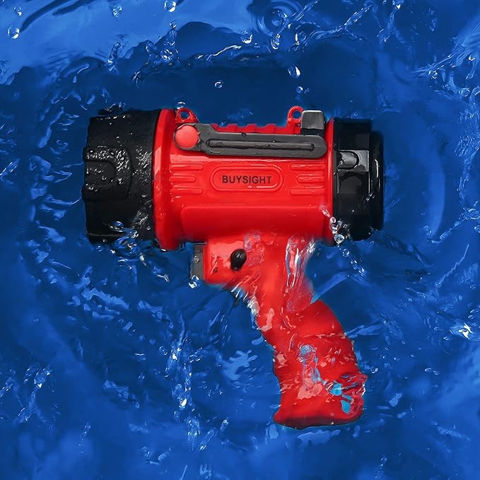 BUYSIGHT Rechargeable Spotlight Flashlight, Hand held Spotlight 200,000 lumens Waterproof Flashlight Hunting Lamp with red Filter(Red)