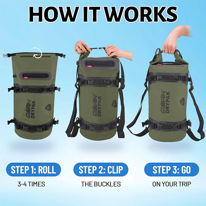 Waterproof Dry Bag - Motorcycle Luggage Tail Bag with Straps for Back Seat, Roll Top Lightweight Waterproof Backpack Sack for Travel, Swimming, Boating, Kayaking, Camping and Beach