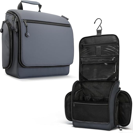 VENTURE 4TH Hanging Travel Toiletry Bag for Women & Men - Travel Organizer with Expandable Compartments & Removable Clear Pouch for Toiletries (Gray)