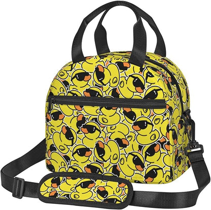 bassyil Duck Insulated Lunch Bag Reusable Lunch Box With Adjustable Shoulder Strap Cooler Tote Bag For Men Women