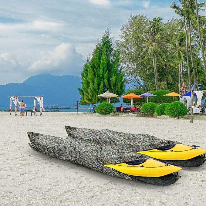 i COVER 13ft Kayak Cover- Water Resistant Heavy Duty Kayaks/Canoe Covers Fits Canoes or Paddleboards up to 13ft Long and Beam Width up to 30in, Camo