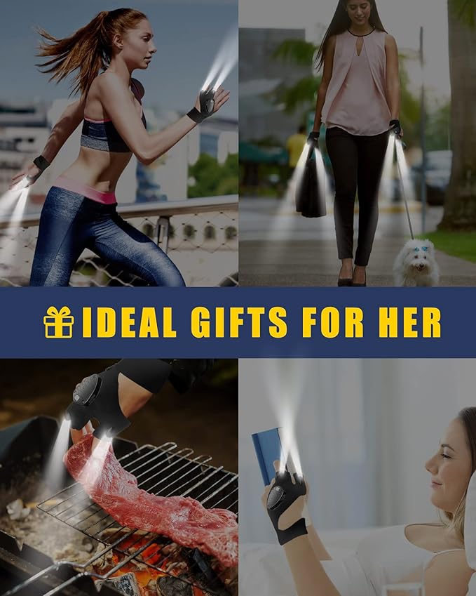KFK Gifts for Men, LED Flashlight Gloves Gifts for Him,Mens Gifts for Father's Day, Birthday, Dad, Husband, Handyman