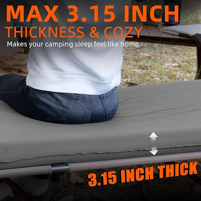 Self Inflating Sleeping Pad with Electric Pump, 3.15" Ultra-Thick Memory Foam Camping Sleeping Mat with Pillow, 9.5 R-Value Insulated Camping Pad Mattress for Travel Car Tent