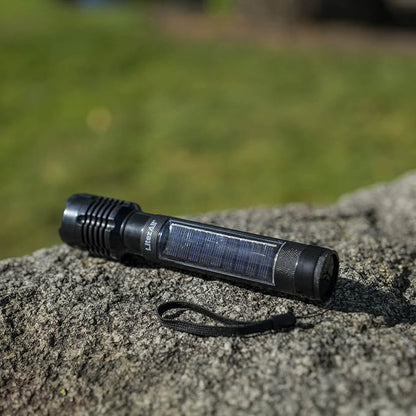 LitezAll Bask Solar Powered Flashlight - 4-Hour Rechargeable Tactical Flashlights, Weather Resistant, Car Flashlight/Emergency Lights in One, Great for Camping, Hiking, Security and Emergency Use