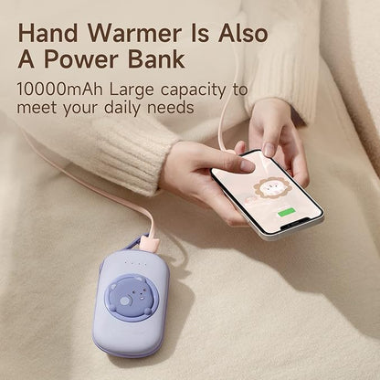 Hand Warmers Rechargeable, Electric Hand Warmer 10000mAh Portable Power Bank, 2 Levels Heater Handwarmers Reusable 12hrs Long Lasting Heat Camping Hand Warmers for Outdoor Sports in Winter