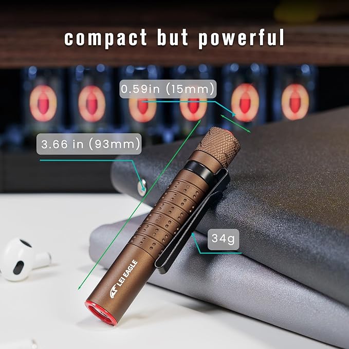 ZZ Seven Star Beetle EDC flashlight, ultra compact LED100 lumens, mini with tactical flash, equipped with AAA alkaline battery, suitable for camping and hiking, daily carrying (desert color)