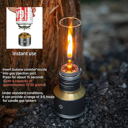 Campingmoon Camping Gas Lantern Outdoor Gas Tent Lamp with Empty Gas Tank Wooden Lantern Case