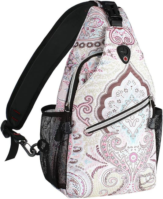 MOSISO 13 inch Sling Backpack, Multipurpose Hiking Daypack Outdoor Rope Crossbody Chest One Shoulder Bag, National Style