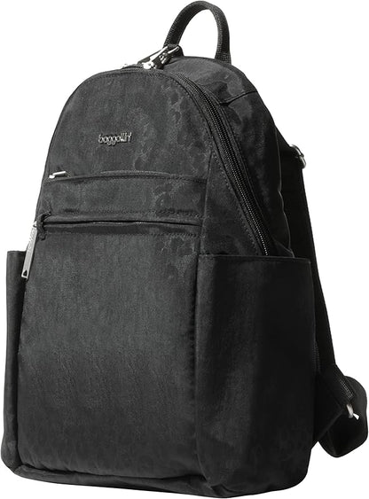 Securtex® Anti-theft Vacation Travel Backpack 10x13" Slash-Resistant Nylon Daypack w/RFID, Black Cheetah