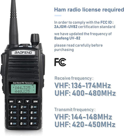 BaoFeng Radio BaoFeng UV-82 Ham Radio 144-148/420-450Mhz 2 Way Radio with FTDI Programming Cable Long Range Dual Band Two-Way Radio Walkie Talkie (5 Pack-Black)