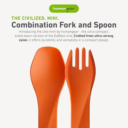 humangear GoBites Uno | Travel & Camping Utensils | Portable & Convertible Dining Ware | Multi-Functional Spork, Orange