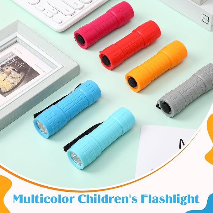 48 Mini Flashlights Bulk for Kids Small Assorted Colors Handheld LED Flashlights with Lanyard for Party Favor, Night Reading, Emergency, Camping(Cute)