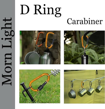 6 Pack Small Locking Carabiner Clips - 3 Inch Aluminum Alloy D-Ring Key Hooks with Twist Lock, Secure for Keys, Pet Leash, Travel Accessories (Not for Climbing)