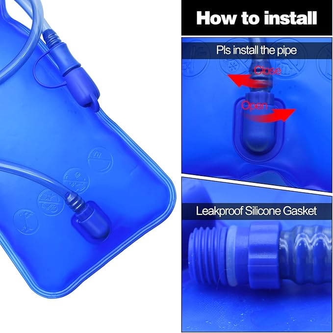 1.5/2/2.5/3L Hydration Bladder, 2pcs Water Bladder, Leakproof Water Reservoir for Hiking Biking Climbing Cycling Running Camping Backpack, Blue and Army Green