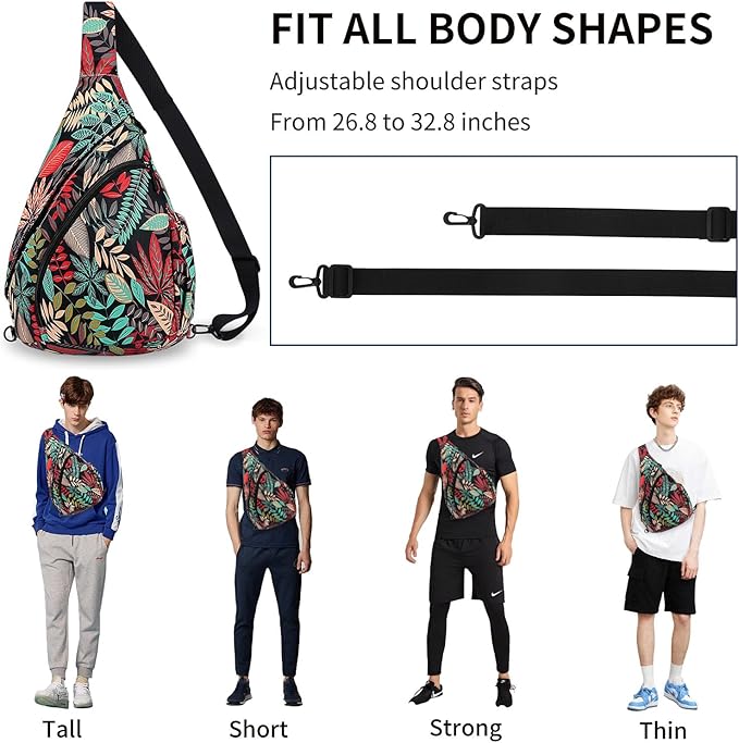 HUA ANGEL Crossbody Sling Bag for Men & Women Lightweight Waterproof Chest Shoulder Bag for Travel Hiking & Everyday Use
