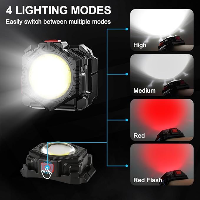 Running Light, 1000 Lumen Rechargeable Wrist Flashlight, 120°Wide Flood COB Light, Waterproof Running Lights for Runners, Jogger, Outdoor Adventure