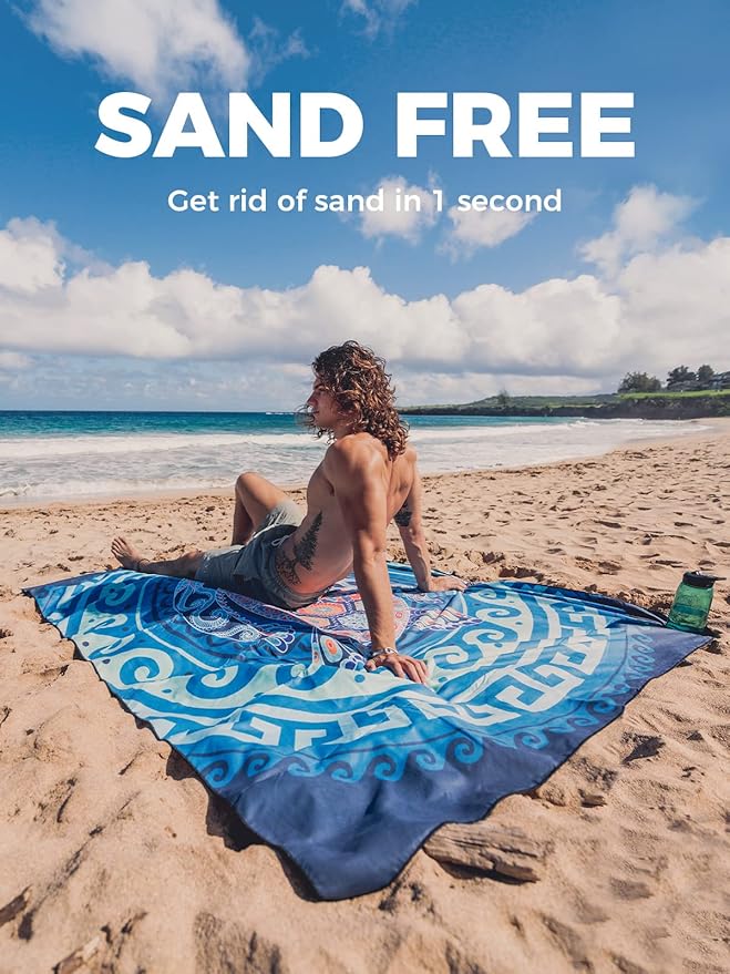 OCOOPA Microfiber Beach Towel For Swimming Pool, Camping, Picnic, Yoga Gym Sports, Fast Drying Extra Large 71" x 32" Sand Free Super Lightweight