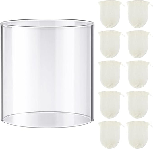 10 Pcs Propane Lantern Mantles with Glass Replacement Lantern Globe, U Shape Mantles and Standard Shape Lantern Replacement Globe, Propane Lantern Mantles Replacement Parts for Outdoor Camping