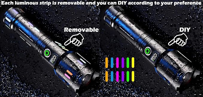 LED Flashlight, Rechargeable Flashlights High Lumens Bright 990000 Lumen, 5 Mode Tactical Flash Light Powerful IPX7 Waterproof Zoomable Focus for Emergency Camping Essential Hiking Gear Fishing Home
