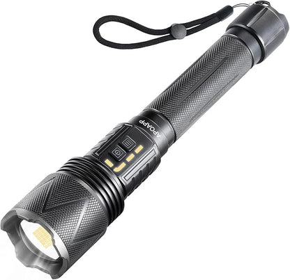 LED Torch High Lumen, Powerful 8000 Lumen Super Bright Torch with USB Cable, Multifunctional Promise Dimming Zoomable Waterproof Tactical Torch for Hunting, Fishing Outdoor Camping