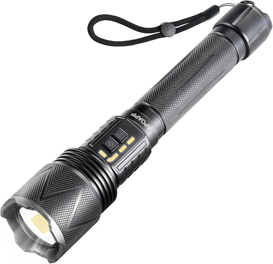 LED Torch High Lumen, Powerful 8000 Lumen Super Bright Torch with USB Cable, Multifunctional Promise Dimming Zoomable Waterproof Tactical Torch for Hunting, Fishing Outdoor Camping