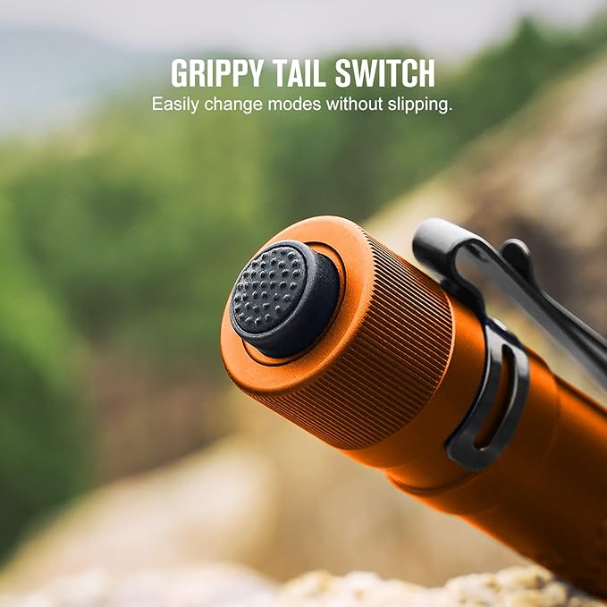 OLIGHT I5T Plus 550 Lumens Tail-Switch Flashlight, Cool White, Battery Powered, 87m Throw, 54 Hours Runtime, Anti-Slip Grip, Pocket Clip