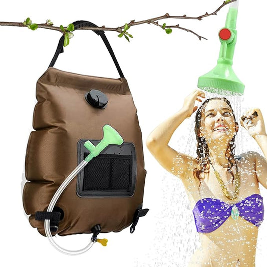 Solar Shower Bag, Solar Heating Camping Shower Bag, 5Gal(20L) Portable Camping Shower Bag, with Removable Hose and On-Off Switchable Shower Head, for Outdoor Traveling/Climbing/Hiking/Beach/Swimming