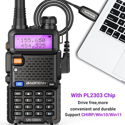 Baofeng UV-5R 8W Ham Radio Handheld Long Range UV5R Two Way Radio with Double Battery Extra Programming Cable Speaker Mic Rechargeable Walkie Talkies (Black-8W 1Pack Full Kits)