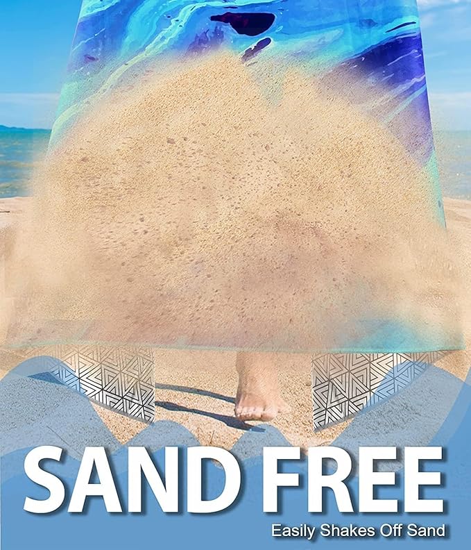 Microfiber Quick Dry Beach Towel – Lightweight Sand Free Oversized X-Large Towel Accessories Travel Must Have Swim Pool Yoga Camping Gear Summer Cruise Ship Compact Sandproof Gift Star River Turtle