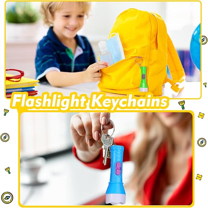 Mini Flashlight Keychain Assorted Colors Mini Toy Flashlight Small Party Flashlight Tiny LED Flashlight for Kids Adults Hiking Camping Party Favors Goody Bag Fillers Prizes, 4 Colors (48 Pcs)