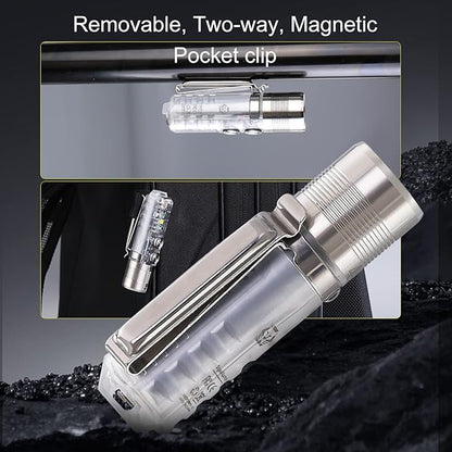 RovyVon Aurora A28 2nd USB-C EDC Flashlight, 6500K Cool White Max 1000 Lumen, 850mAh Rechargeable Small Flashlight, with Red/White/ 365nm Sidelights, Momentary On, Ideal Flashlight for Camping