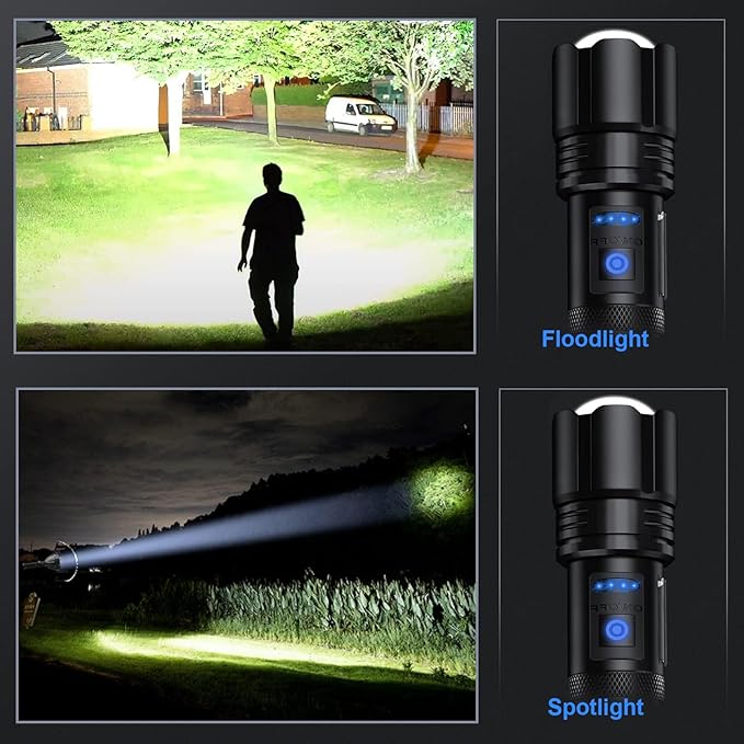 Rechargeable Flashlights High Lumens, Led Flashlight 990000 Lumens Bright Flash Light with 7 Modes, Flashlights for Camping, Home, IPX7 Waterproof (2 Pack)