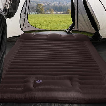 TOBTOS Double Sleeping Pad for Camping, Extra Thick 6" Camping Mattress 2 Person with Pillow Built-in Foot Pump, Inflatable Sleeping Mat for Camping, Backpacking, Hiking, Traveling(Brown)