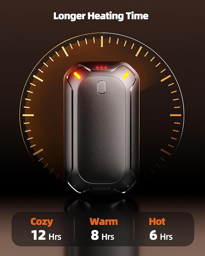 2 Pack Hand Warmers Rechargeable, 𝗗𝘂𝗮𝗹 𝗠𝗮𝗴𝗻𝗲𝘁𝗶𝗰 Electric Hand Warmer, Double-Sided Warming Portable Heater Reusable, 12 Max Heating Time Pocket Hand Warmers Gifts for Women Men