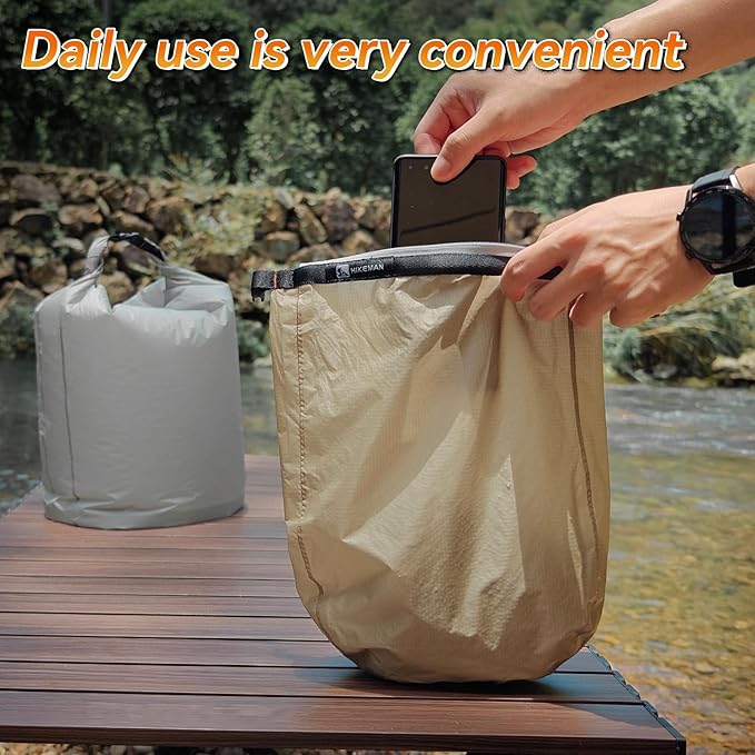 HIKEMAN Dry Bag Waterproof - Ultralight Dry Sack,Outdoor Roll Top Drybags,3-Pack Stuff Sack for Travel,Swimming,Rafting,Boating,Kayaking,Camping,Beach (Grey)