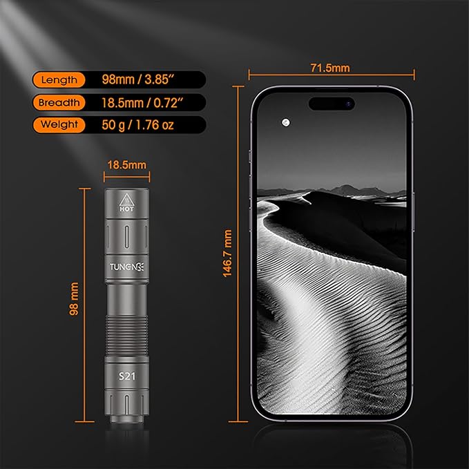 S21 AA Rechargeable Mini Flashlight, 880 High Lumen LED Flashlight, Magnetic Tail Switch EDC Pocket Flashlight, Suitable for Hiking, Camping, Outdoor and Emergency Situations（Gray）
