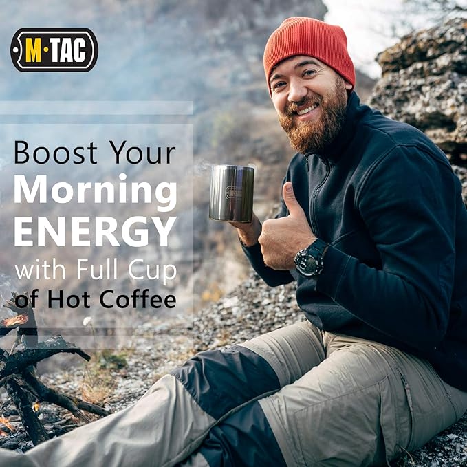 M-Tac 13,6oz Stainless Steel Hiking Mug Travel Coffee Cup with Handle