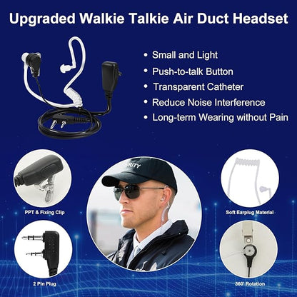 BAOFENG UV-5RM 10W Radio, Ham Radio Long Range with Tctical Antenna Handheld Multi-Band Two Way Walkie Talkie, Portable UV5RM GMRS Radio with Air Duct Earpiece & 2500mAh Type-C Port Battery