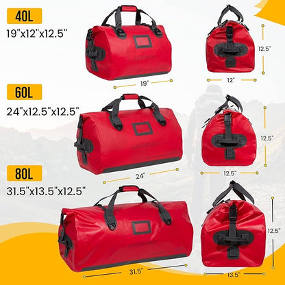 LEGEND Waterproof Duffel Bag - Heavy Duty Duffle Bag for Outdoor, Camping, Boating & Travel, Premium PVC Dry Duffel Bag, Motorcycle Dry Bag with Durable Strap & Handles with Large Storage - 40L Red