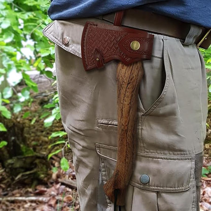11.7" Hatchet Axe, Camping Axes & Hatchets, Lightweight and Compact Hatchet with Wood Handle, Small Hatchet Axe with Retro Leather Sheath, Bushcraft Axe for Chopping and Kindling, Ideal Gifts