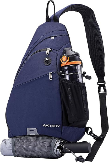 WATERFLY Sling Bag Crossbody Backpack: Over Shoulder Daypack Casual Cross Chest Side Pack
