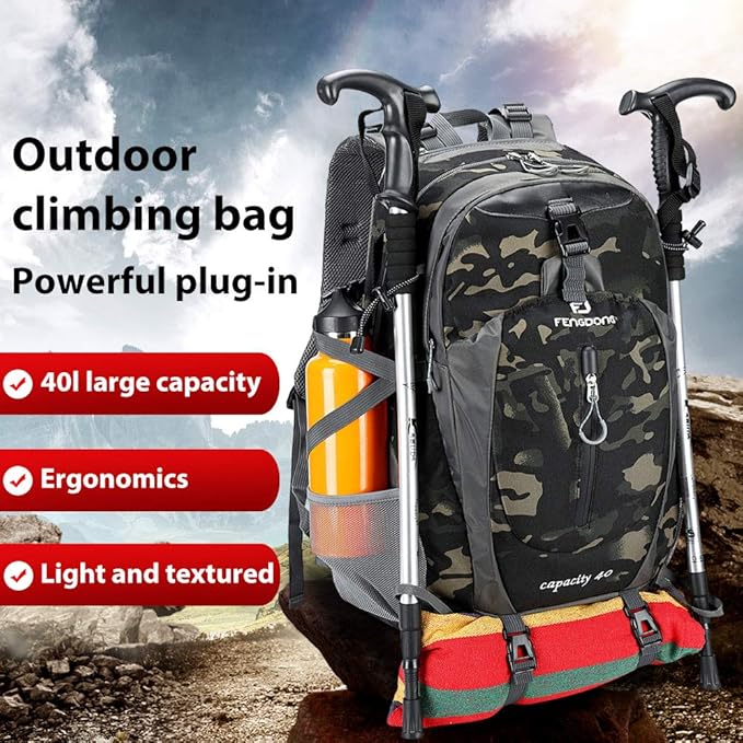 40L Waterproof Lightweight Hiking,Camping,Travel Backpack for Men Women