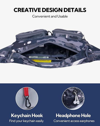 WATERFLY Fanny Pack Waist Bag: Travel Hip Pouch Bum Bag Plus Size Crossbody Fannie Pack Adjustable Belt Waistpack Phanny Fannypack for Man Woman Hiking Walking Jogging